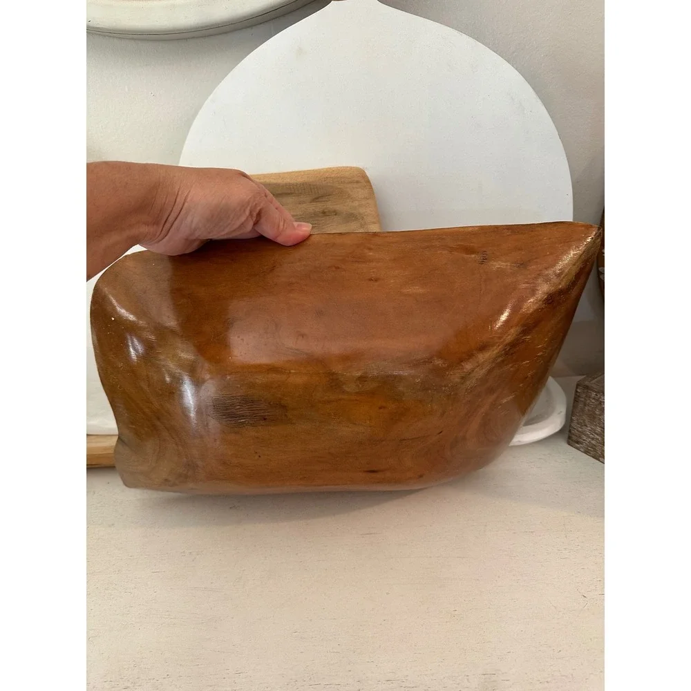 Vintage‎ Hand-Carved Teak Dough Bowl – 16